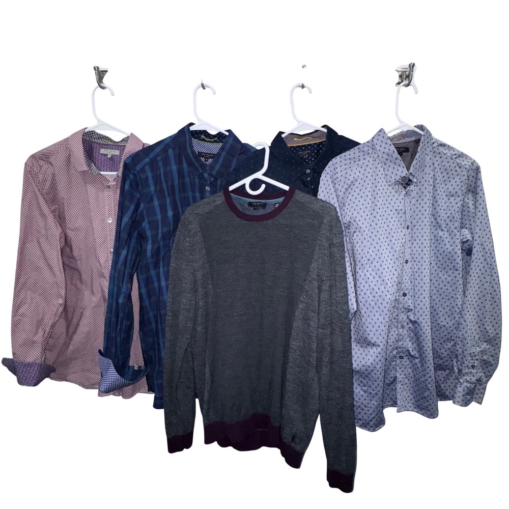 Ted Baker Bundle Mens 6 XL/XXL Multicolor EUC - 4 Button Up 1 Merino Sweater